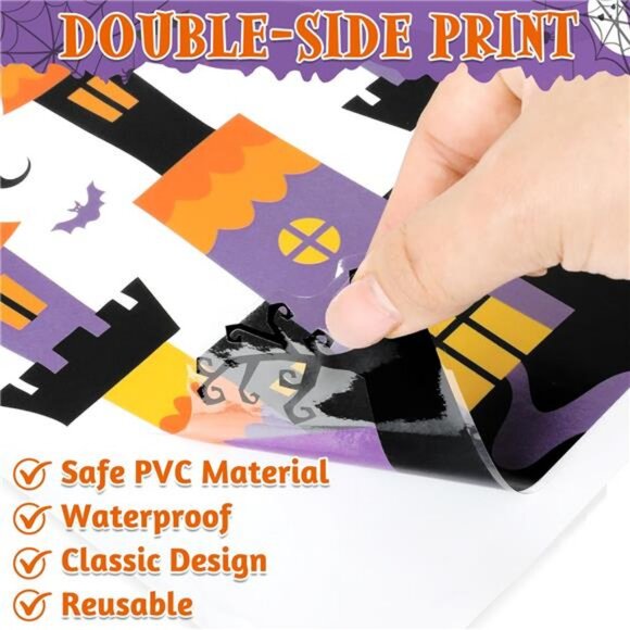 115PCS Halloween Window Clings, 9 Sheets Halloween Decorations, Cute Witch Tree - Picture 3 of 8